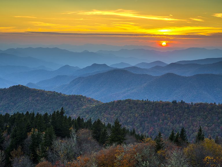 Blue Ridge Mountains Sunrise and Sunset