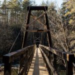 Blue Ridge Georgia; Swinging bridge over the river