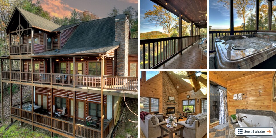 Cherry Log Cabin - Moonlight Mountain Cabin -Collage